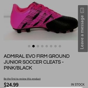 ADMIRAL Junior Soccer Cleats Pink/Black SZ 12 US